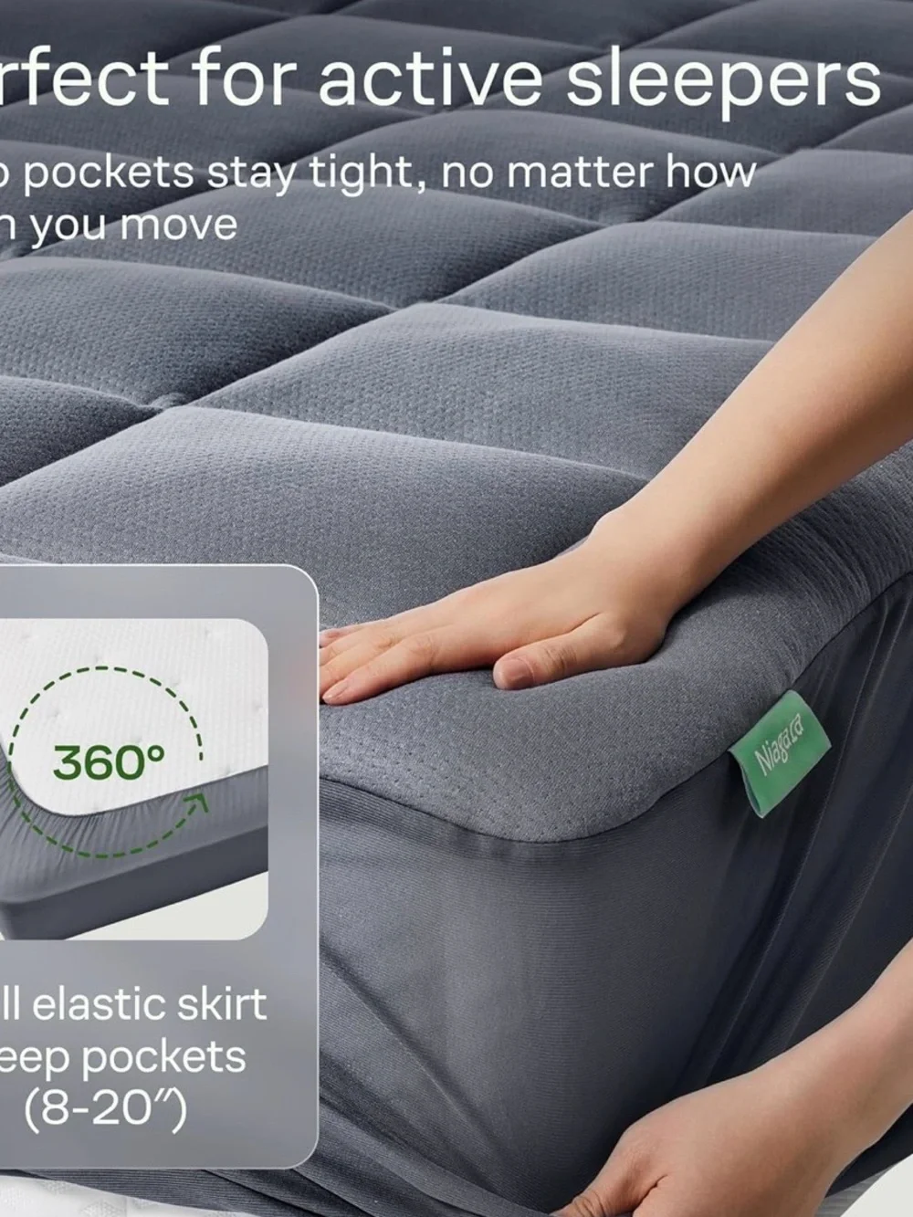 Brand new Niagara Gray Mattress Topper - Plush Comfort Layer